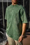 Yeşil Yıkama Detay Oversize Unisex Penye Tshirt