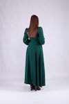 Zümrüt Uzun Kruvaze Yaka Kol Elbise