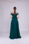 Zümrüt Uzun Omuz Detay Askılı Abiye Elbise
