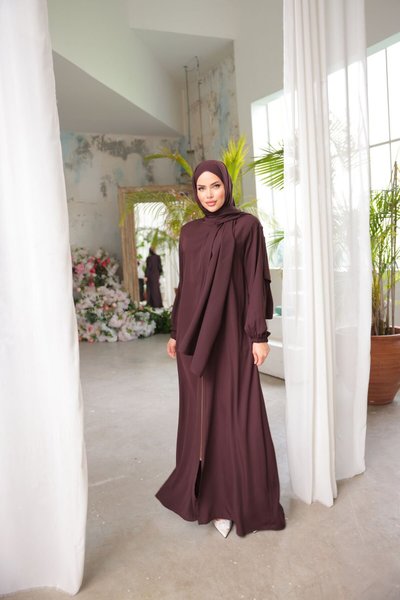Spicy Coffee Medina Silk Hijab Prayer Dress