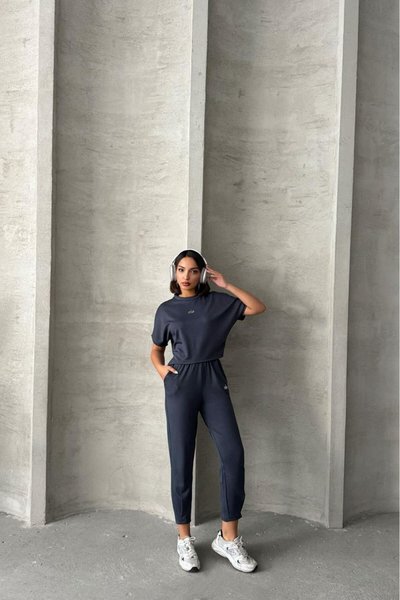 Anthracite Modal Summer Jogger Set with Leg Detail