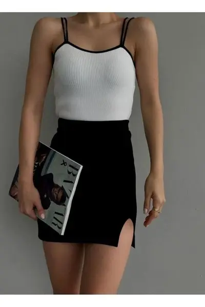 Beyaz Çift Askılı Crop