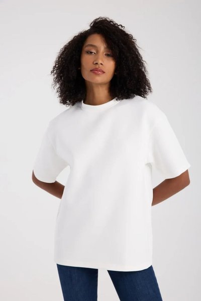 Beyaz Dalgıç Kumaş Yüksek Kalite Unisex Tshirt