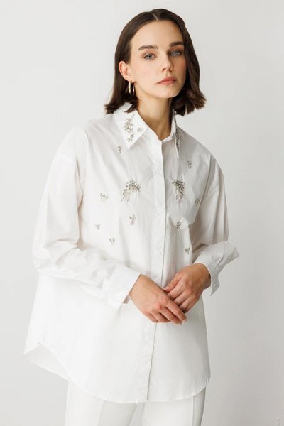 White Stone Detailed Shirt