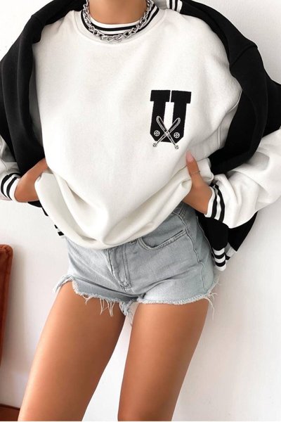 Beyaz Unisex Oversize Sweatshirt