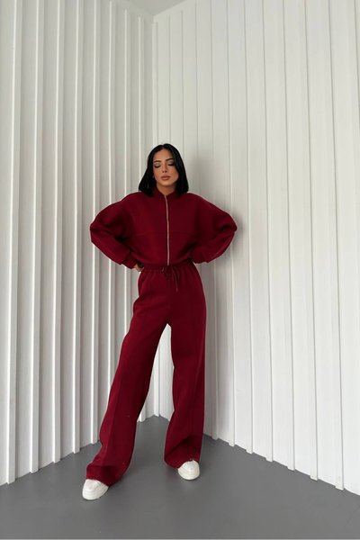 Bordo Kışlık Alt Üst Eşofman Takım