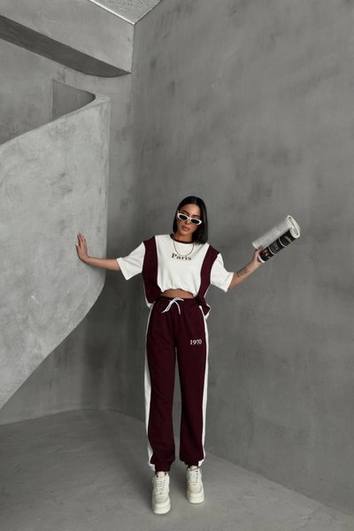 Bordo Unisex Oversize Eşofman Alt Üst Takım