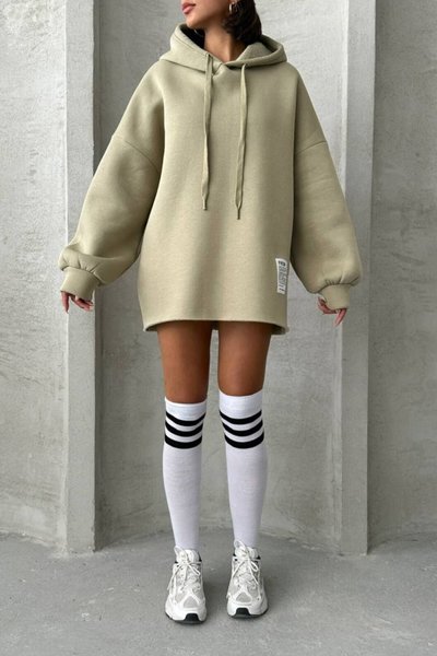 Çağla Oversize Uzun Kapüşonlu Sweatshirt