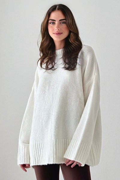 Ekru Oversize Basic Kazak