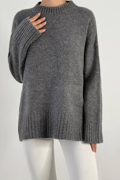 Füme Oversize Basic Uzun Kazak