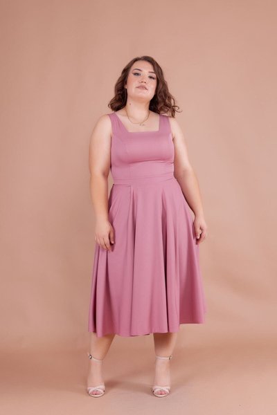 Rose Midi Strappy Plus Size Square Neck Dress