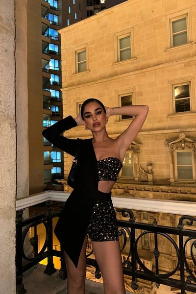 Silver Mini One-Shoulder Costa Sequin Jacket Evening Dress