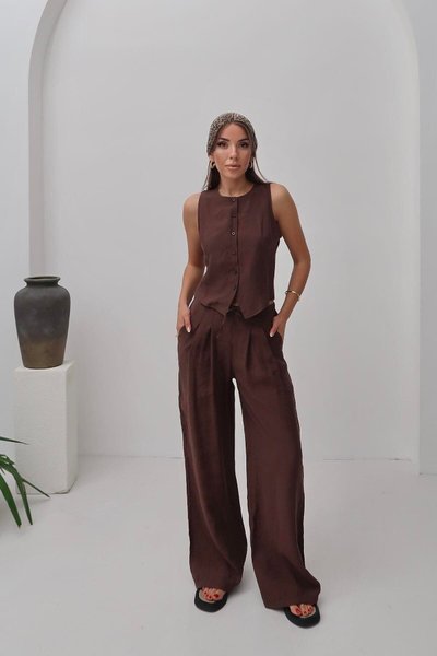 Brick Modal Fabric Vest and Pants Two-Piece Set