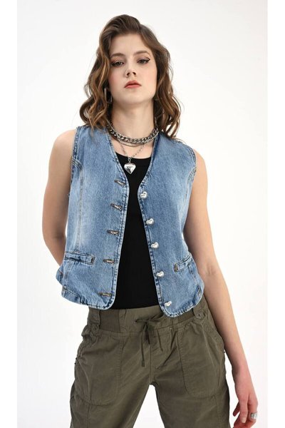 Kot Rengi Heart Denim Ceket