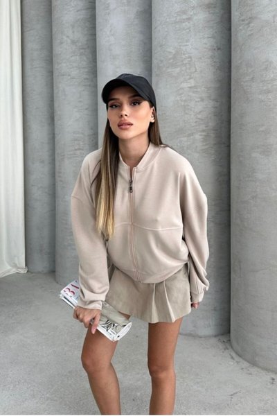 Modal Fabric Zipper Bomber Sweatshirt