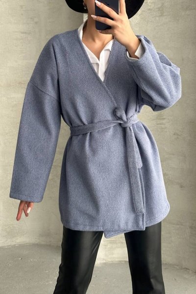 Mavi Gabardin Kumaş Oversize Ceket