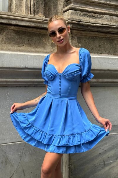 Blue Mini Owen Back Detail Dress