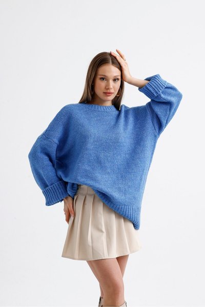 Mavi Oversize Basic Uzun Kazak