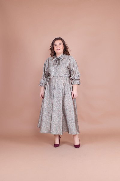 Mint Midi Çiçek Desenli Saten Yarasa Kol Tesettür Abiye Elbise