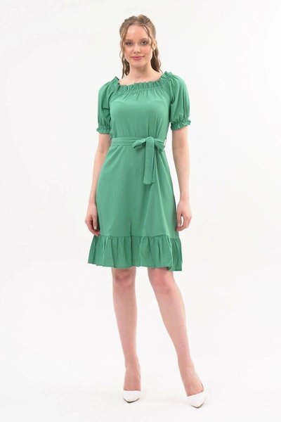 فستان برباط وتفاصيل ربطة في المنتصف بلون النعناع