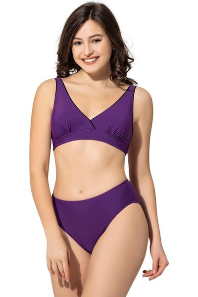 Mor Düz Kruvaze Bikini Takım