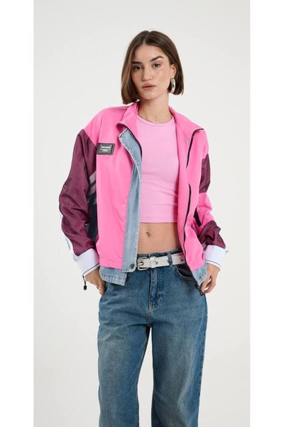 Pembe File Detay Şerit Ceket