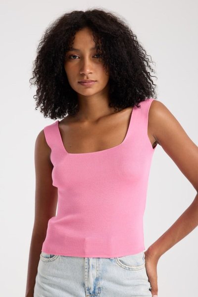 Pembe Kare Yaka Crop Triko