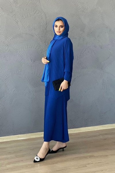 طقم حجاب مزدوج بليسيه كامل سادة