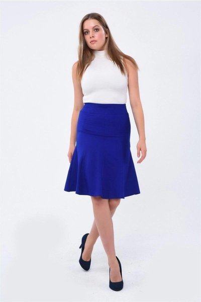 Saks Midi Mevsimlik Parçalı Kloş Etek