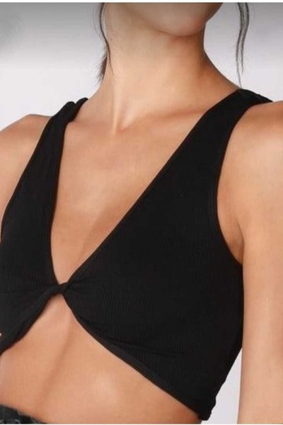 Black Double-Sided Front and Back Usable Crop Top