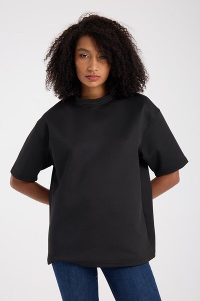 Siyah Dalgıç Kumaş Yüksek Kalite Unisex Tshirt