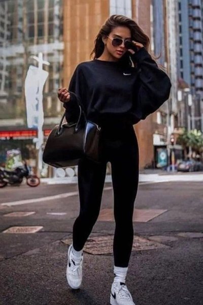 Siyah Fitilli Yüksek Bel Toparlayıcı Spor Ve Tayt