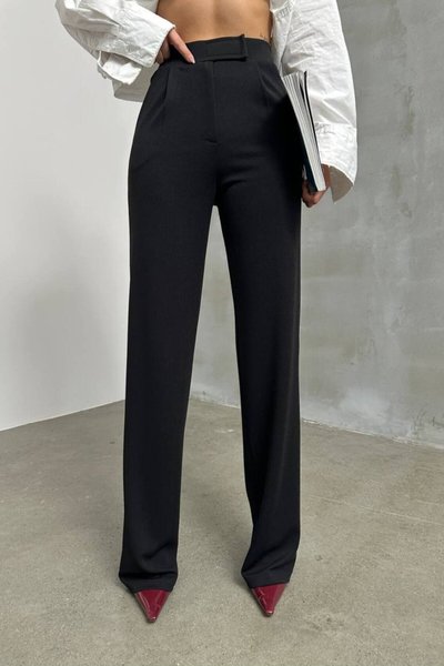Black Jacquard Velcro Palazzo Pants