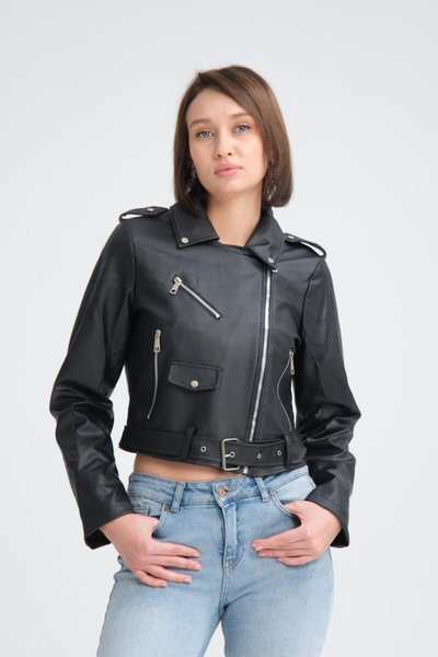 Siyah Kemerli Deri Slim Fit Ceket