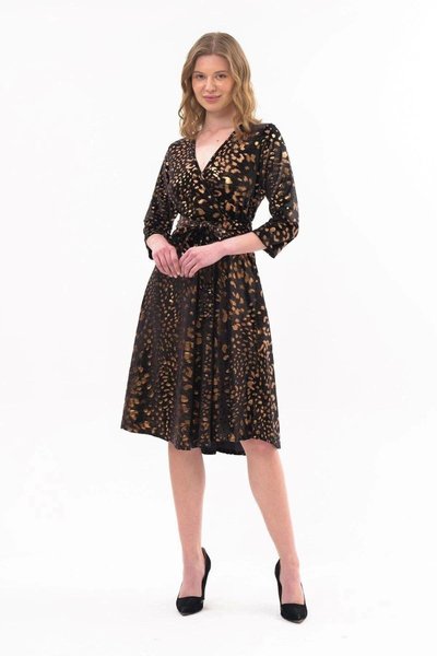 Taba Midi Leopard Print Velvet Dress