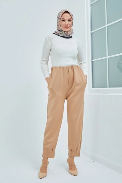 Taba Paça Pile Ve Bel Detay Scuba Kumaş Pantolon