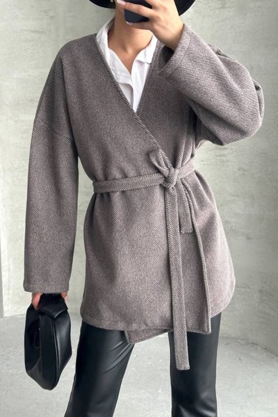 Taş Gabardin Kumaş Oversize Ceket