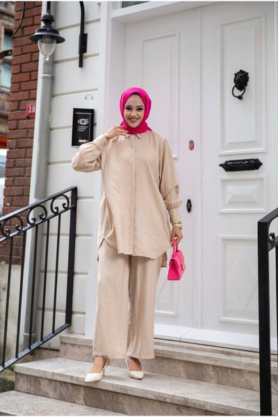 Vizon Modal Fabric Shirt Pants Two-Piece Loose-Fit Modest Set