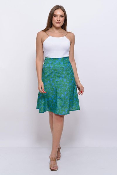 Green Mini Seasonal Panel Flared Skirt