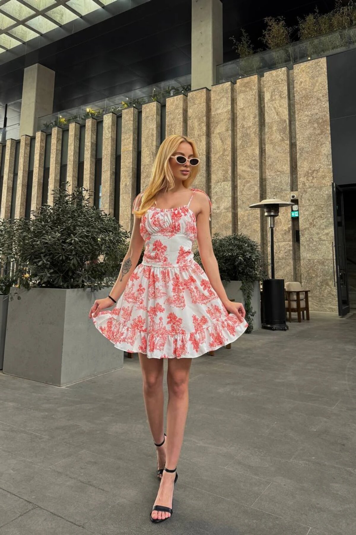 Orange Mini Strappy Back Detail Chiffon Dress - Luvita Co