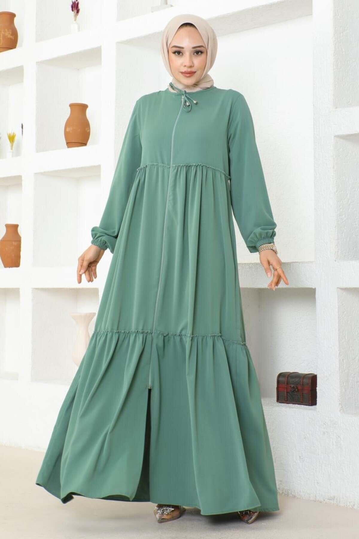 Yeşil Eteği Fırfırlı Jessica Krep Ferace - Mec Fashion