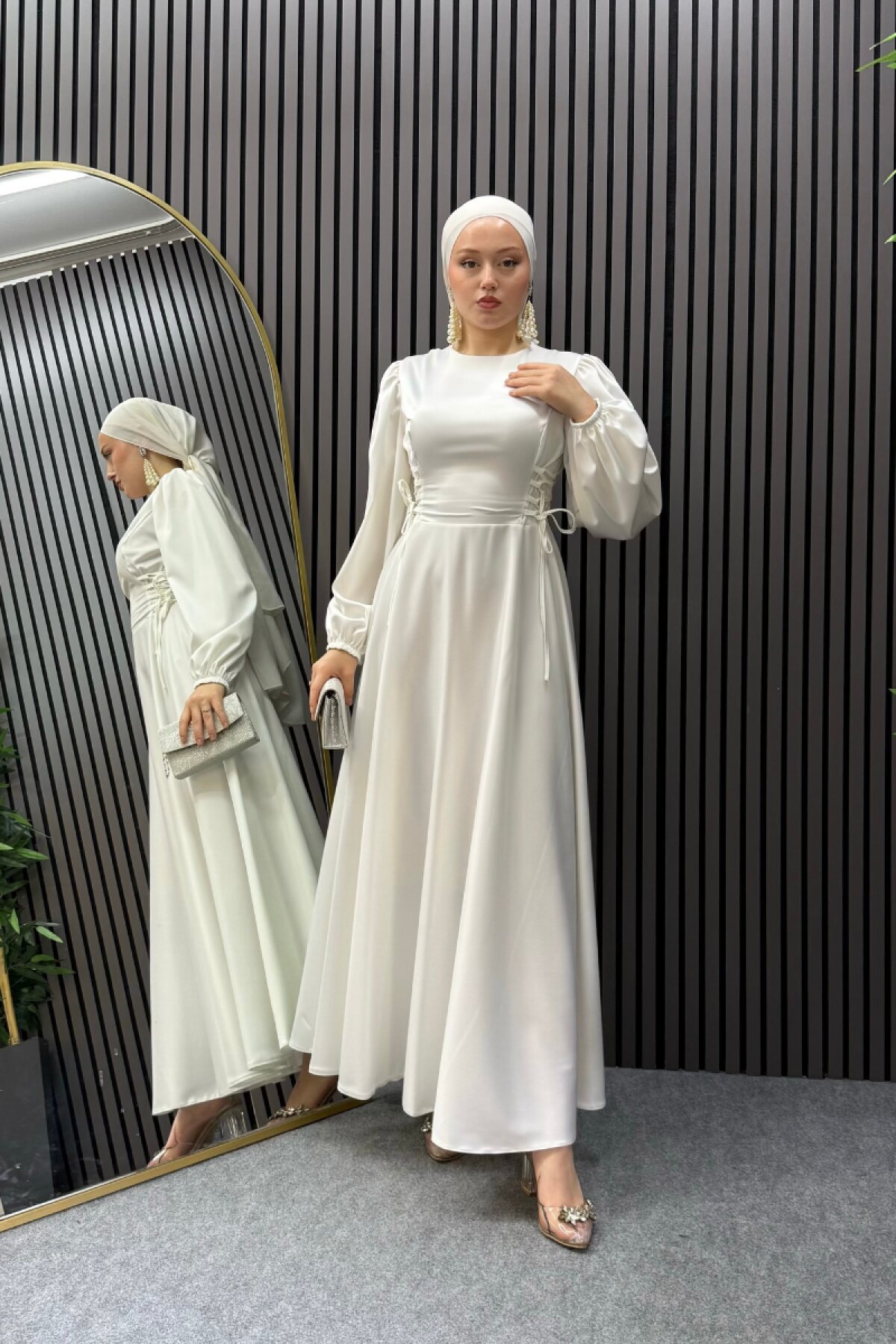White Mira Tesettür Evening Dress - Ensa Tesettür