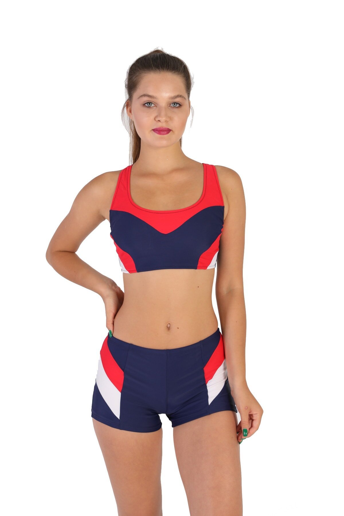 Lacivert Şortlu Modelli Yüzücü Bikini - Swana