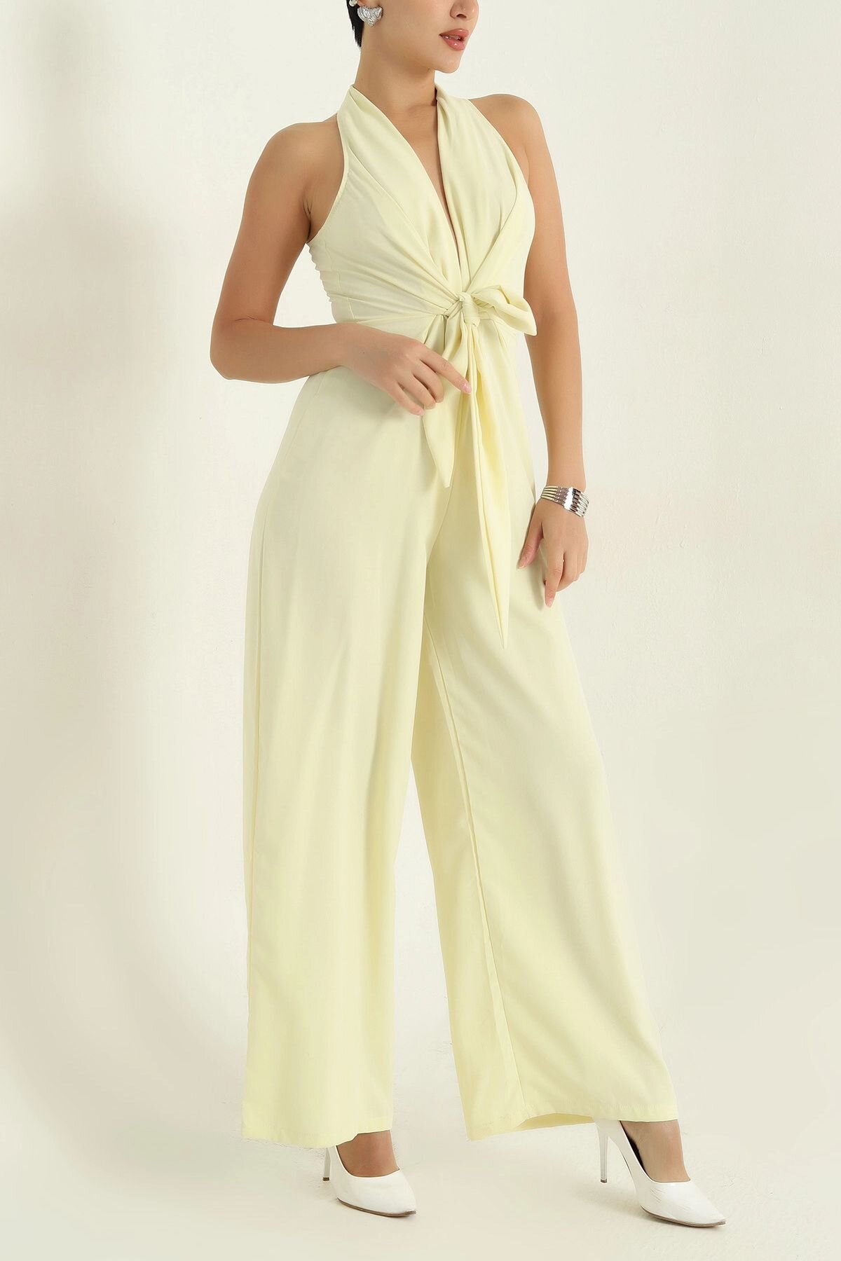 Yellow Women's Sleeveless Lycra Jumpsuit - XXL BUTİK