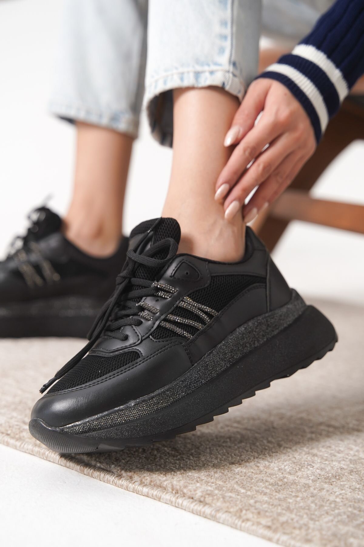 Siyah Garantili Ortopedik Sneaker Spor Ayakkabı - Daxtors