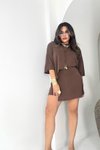 Acı Kahve Mini Modal Kumaş Kapaklı Şort Etek