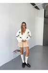 Bej Kurdela Detay Oversize Hırka