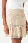Bej Mini Gipürlü Dantel Detaylı Etek