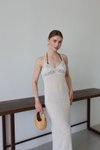 Beyaz Askılı Ajurlu Plaj Elbisesi