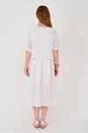 Beyaz Midi İtalyan Müslin Keteni Üstü File Bluzlu Astarlı Tek Parça Elbise
